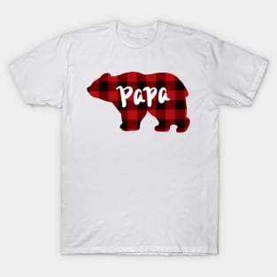 Papa Bear, rustic up north design,  Country classic Red and Black Buffalo plaid pattern T-Shirt